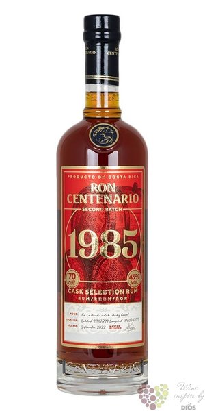 Centenario  1985 Highland batch.2  unique Costa Rican rum 43% vol. 0.70 l