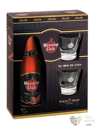 Havana Club  Aejo 7 Aos  2 glass gift pack aged Cuban rum 40% vol.   0.70 l