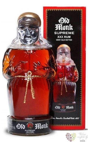 Old Monk  Supreme XXX  18 years old blended Indian rum Mohan Nagar distillers42.8% vol.    0.70 l