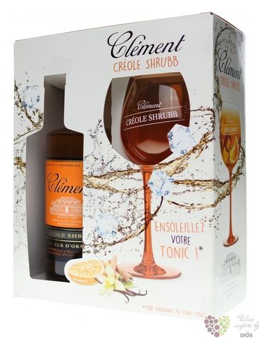 Clément „ Créole Shrubb Orange ” glass set flavored rum of Martinique 40% vol. 0.70 l