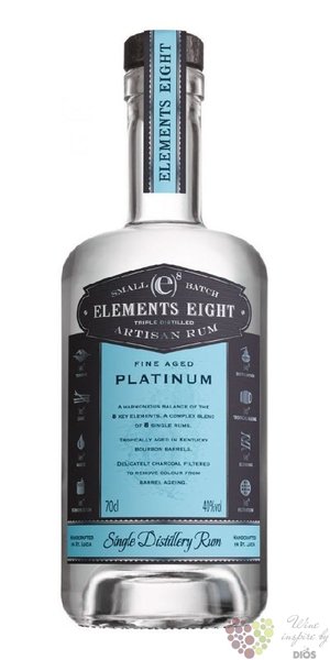 Elements 8 „ Platinum ” premium white small batch rum of St.Lucia 40% vol. 0.70l