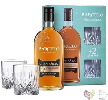 Barcelo  Grand Aejo  glass set aged Dominican rum 37.5% vol.  0.70 l
