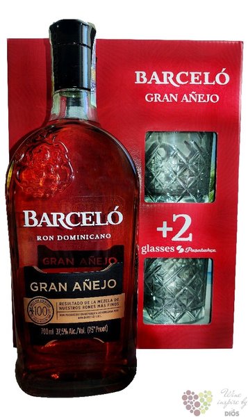 Barcelo  Grand Aejo  glass set aged Dominican rum 37.5% vol.  0.70 l