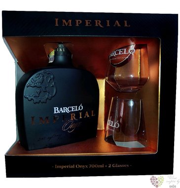 Barcelo  Imperial Onyx  glass set aged Dominican rum 38% vol.  0.70 l