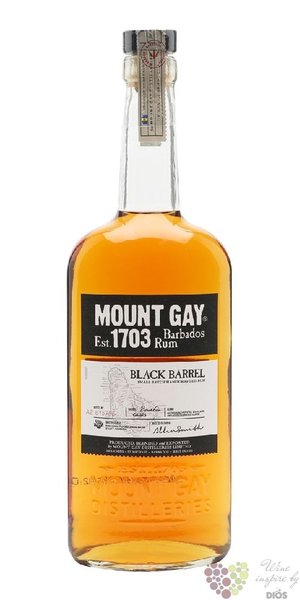 Mount Gay  Black barrel  aged rum of Barbados 43% vol.   0.70 l