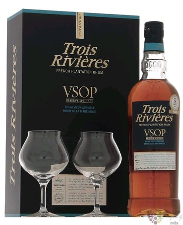 Trois Rivieres  VSOP  2 glass set aged Martinique rum 40% vol.  0.70 l