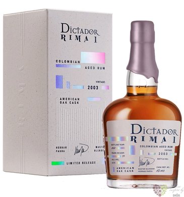 Dictador 2003  Rima American Oak Cask  unique Colombian rum 43% vol. 0.70 l