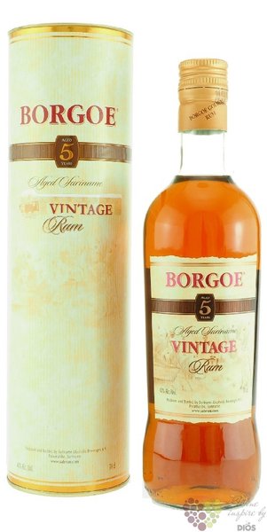 Borgoe  Vintage  aged 5 years Suriname rum 40% vol.  0.70 l