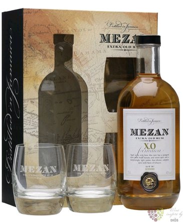 Mezan  XO Hampden &amp; Monymusk  glass set Jamaican rum by Pietro Ghilardi 40% vol. 0.70 l