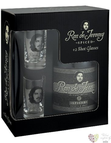 Ron de Jeremy „ Spiced ” 2glass set flavored Panamas rum 38% vol.  0.70 l