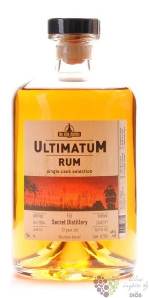 Ultimatum single cask 2004 „ Secret distillery ” aged 12 years Fijian rum 46% vol.  0.70 l