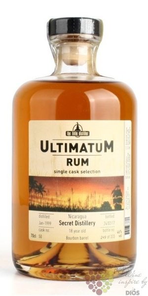 Ultimatum single cask 1999  Secret distillery  aged 18 years Nicaraguan rum 46% vol.  0.70 l