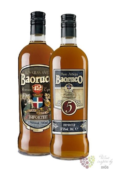 Baoruco „ Aňejo 5 years &amp; Gran Aňejo 12 years ” aged 5 years rum of Dominican republic 37.5% 2x0
