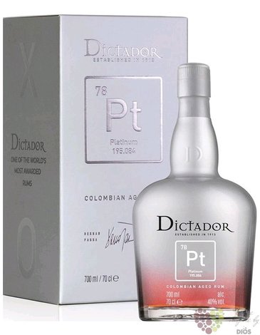 Dictador  Pt Platinum  aged Colombian rum 40% vol.  0.70 l
