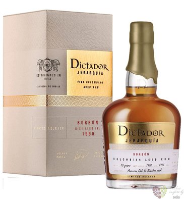 Dictador 1990  Jerarqua Borbn  unique Colombian rum 44% vol.  0.70 l