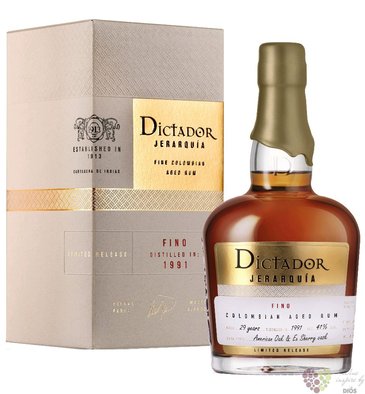 Dictador 1991  Jerarqua Fino  unique Colombian rum 41% vol.  0.70 l