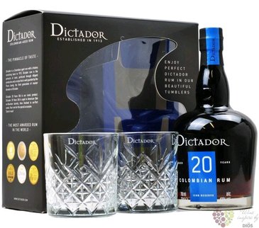 Dictador  Icon reserve  2 glass set aged 20 years Colombian rum 40% vol.   0.70 l