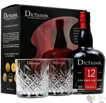 Dictador  Icon reserve  2glass set aged 12 years old  Colombian rum 40% vol.  0.70 l