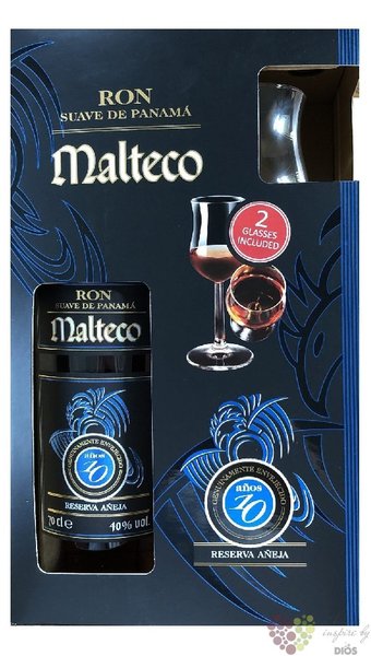 Malteco reserva  Aeja  aged 10 years glass set Panamas rum 40% vol.  0.70 l