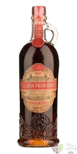 el ron Prohibido Habanero 12 years aged Mexican rum 40% vol.  0.70 l