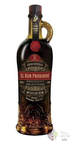el ron Prohibido Habanero  Gran reserva  aged 15 years Mexican rum 40% vol.  0.70 l
