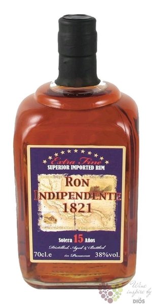 Indipendente 1821 „ Solera 15 aňos ” aged Panamas rum 38% vol.  0.70 l