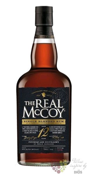 the Real McCoy  Single blended Distillers 92 Proof  aged 12 years Barbados rum 46% vol.  0.70 l