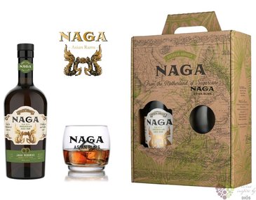Naga  Java Reserve  glass set of aged Indonesian rum 40% vol.  0.70 l