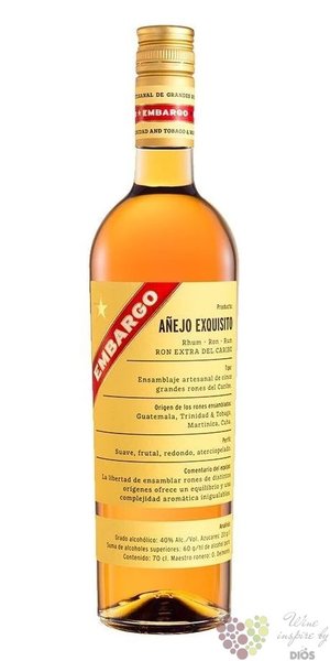Embargo Anejo  Exquisito  aged caribbean rum Les Bienheureux 40% vol.  0.70 l