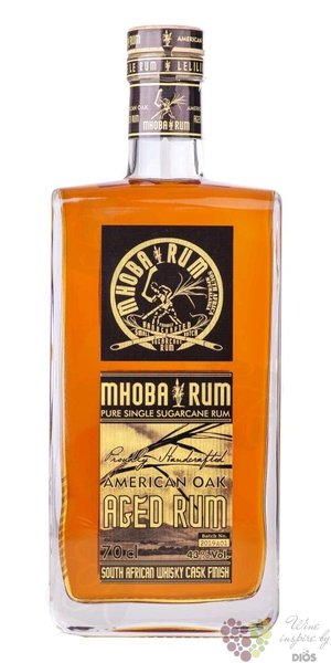 Mhoba  American Oak aged  South African rum 43% vol.  0.70 l