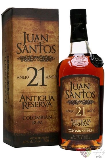 Juan Santos  Antigua Reserva  aged 21 years Colombian rum 40% vol.  0.70 l