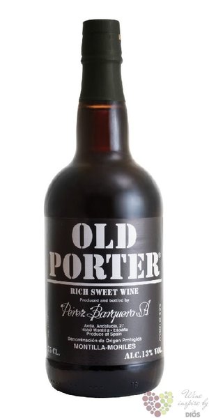 Old Porter red Mortilla Moriles Do rich sweet wine by Perz Barquero 13% vol.  0.75 l