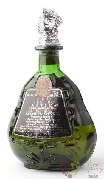 Tesoro Azteca Reserva Imperial  Reposado  100% of Blue agave Mexican tequila 40% vol.   0.70 l