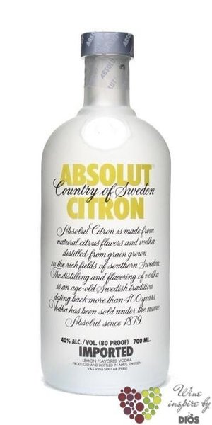 Absolut flavor  Citron  Sweden Superb vodka 40% vol.  1.00 l