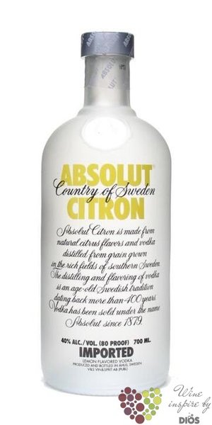 Absolut flavor  Citron  Sweden Superb vodka 40% vol.  0.70 l