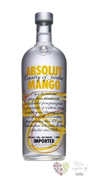 Absolut  Mango  flavored country of Sweden Superb vodka 40% vol.    1.00 l