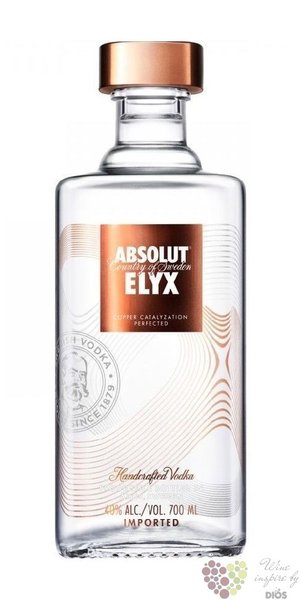 Absolut  Elyx  ultra premium  single estate Swedish vodka 40% vol.   1.00 l