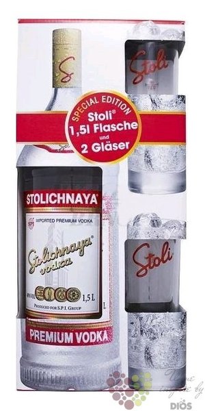 Stolichnaya  Original red  2glass pack Russian plain vodka 40% vol.  1.50 l