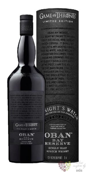Oban Bay Reserve  Game of Thrones ltd. Nights Watch  Highland whisky 43% vol.  0.70 l