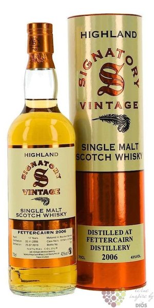Fettercairn  Signatory Vintage  2006 Highland whisky 43% vol.  0.70 l