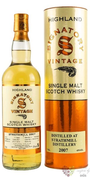 Strathmill 2007  Signatory Vintage  aged 11 years Speyside whisky 43% vol.  0.70 l