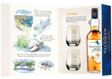 Talisker 10y  Saveurs dEcosse  glass set single malt Skye whisky  45.8% vol.  0.70 l