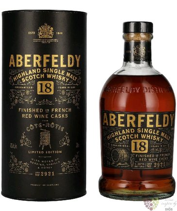 Aberfeldy French red wine cask  Cote Rotie  aged 18 years Highlands whisky 43% vol.  0.70 l