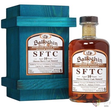 Ballechin SFTC 2009  Oloroso Sherry cask  aged 10 years Highland whisky 60.3%vol. 0.50 l