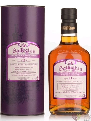 Ballechin Exclusive Selection 2008  Oloroso cask  Highland whisky by Edradour 46% vol.  0.70 l