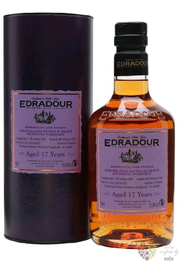 Edradour 1999  Bordeaux cask finish  aged 17 years Highlands whisky 55.8% vol.  0.70 l