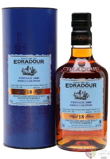 Edradour 2000  Barolo cask finish  aged 18 years Highlands whisky 56.5% vol.  0.70 l