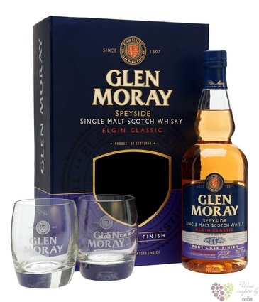 Glen Moray „ Elgin classic Port cask ” glass set single malt Speyside whisky 40% vol.  0.70 l