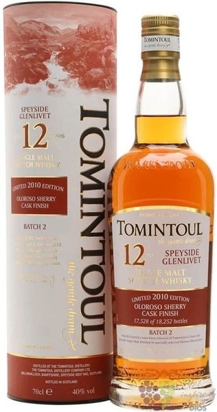 Tomintoul 2010  Oloroso Cask  aged 12 years Speyside whisky 40% vol.  0.70 l