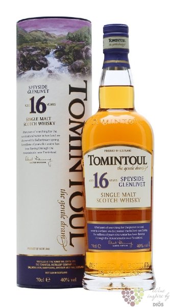 Tomintoul aged 16 years Speyside single malt whisky 40% vol.  0.70 l